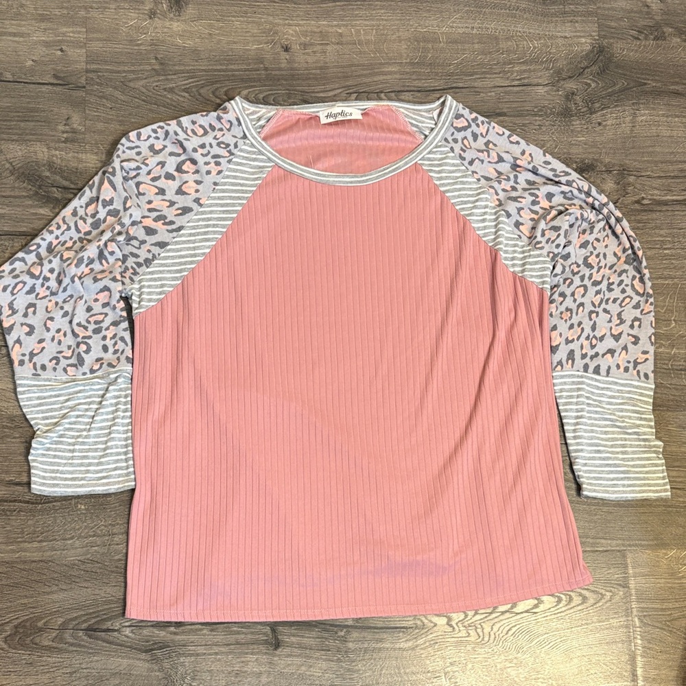 Pink and Gray Women's Top